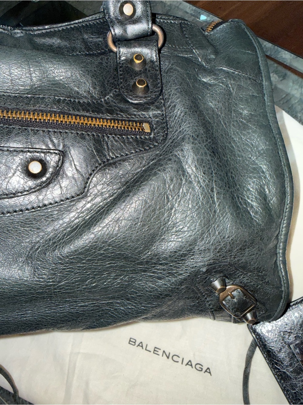 Balenciaga Classic City Medium Dark Green Leather Bag + Mirror & Dust Bag - Picture 4 of 14